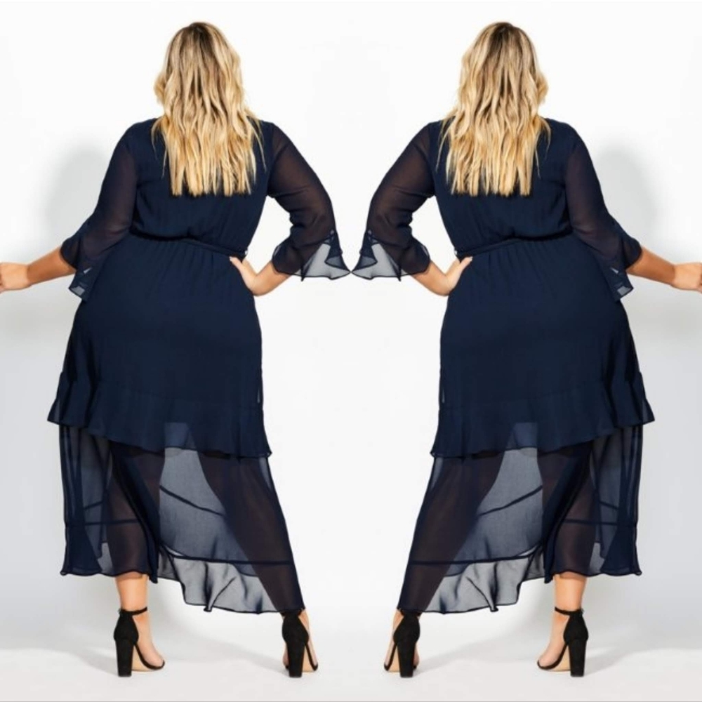 Plus Size 14 City Chic Ruffle Maxi Dress - Picture 2 of 4